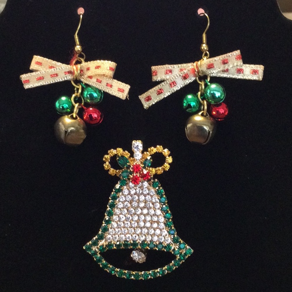 Bell Brooch and earrings